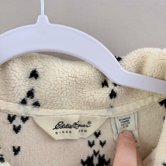 Vintage Eddie Bauer Cream and Black Sherpa Pullover - Picture 2 of 6